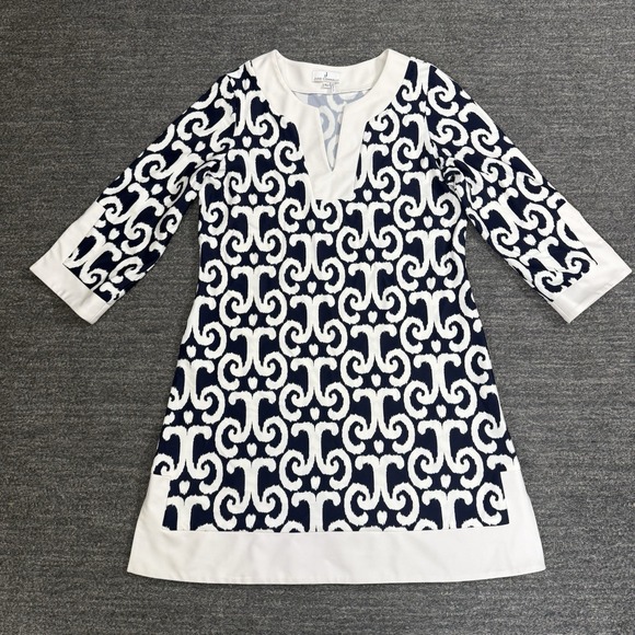 Jude Connally Dresses & Skirts - Jude Connally Holly Tunic Dress Women Large Blue White Beach Resort Coastal